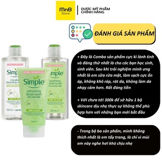 Combo Simple Toner Simple Sữa Rửa Mặt Simple Tẩy Trang Simple