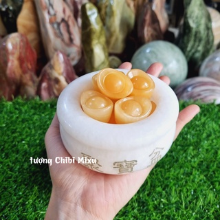 Bát Tụ Bảo bạch ngọc size 10cm