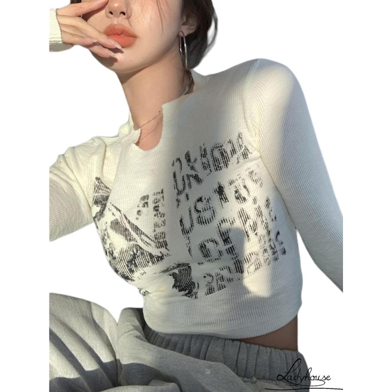 Áo Croptop Tay Dài Màu Trơn Thời Trang Xuân Hè Cho Nữ