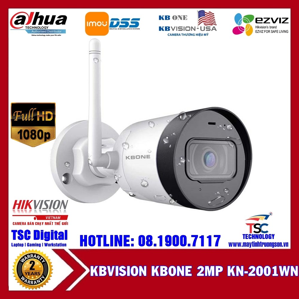 Camera IP Wifi 2.0MP HD 1080P KBONE KN-2001WN Bảo Bảo Hành 2 Năm | Camera Ngoài Trời Chịu Mưa Nắng