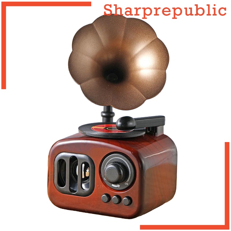 [SHARPREPUBLIC]1pc Retro Phonograph Art Music Box Ornament Home Desktop Decoration Gift Crafts