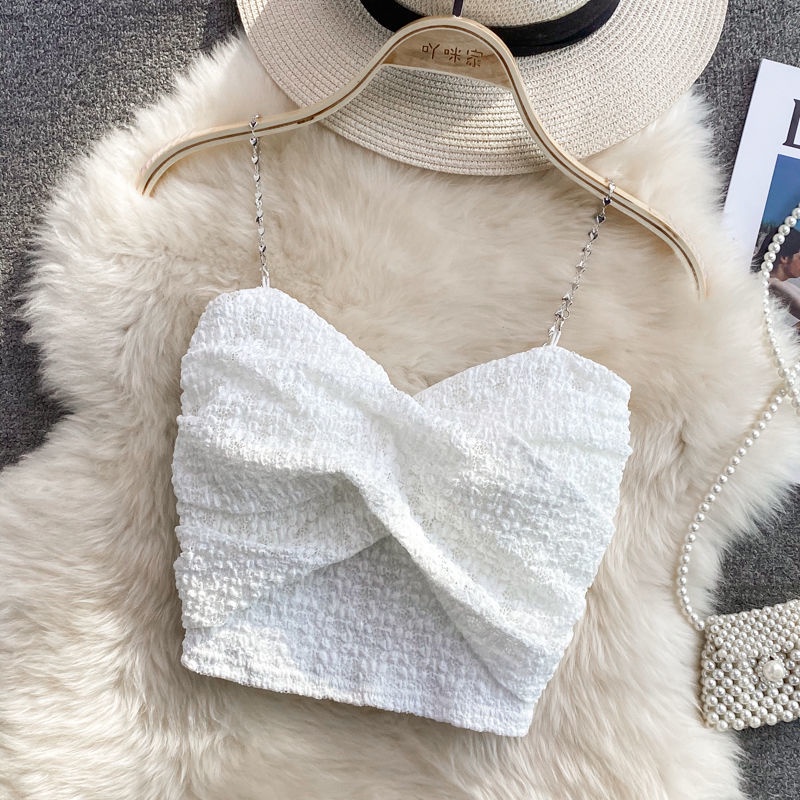 Áo Hai Dây Phối Ren Có Mút Đệm Ngực Thời Trang Quyến Rũ