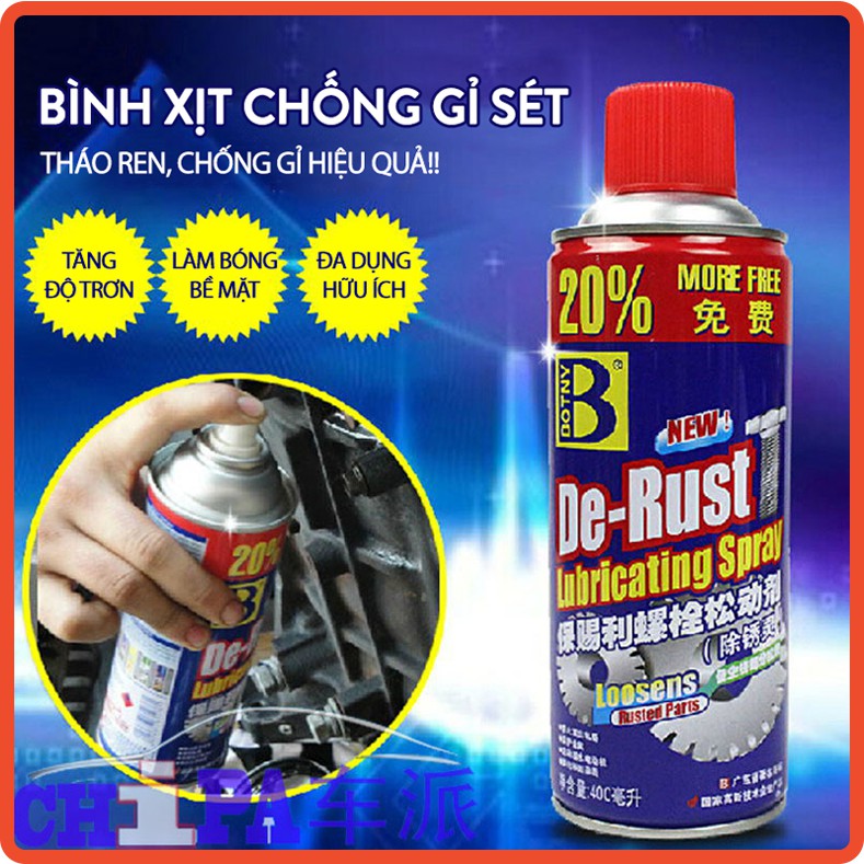 Bình xịt chống gỉ sét linh kiện, phụ kiện, máy móc đồ điện tử, điện lạnh, ô tô, xe máy