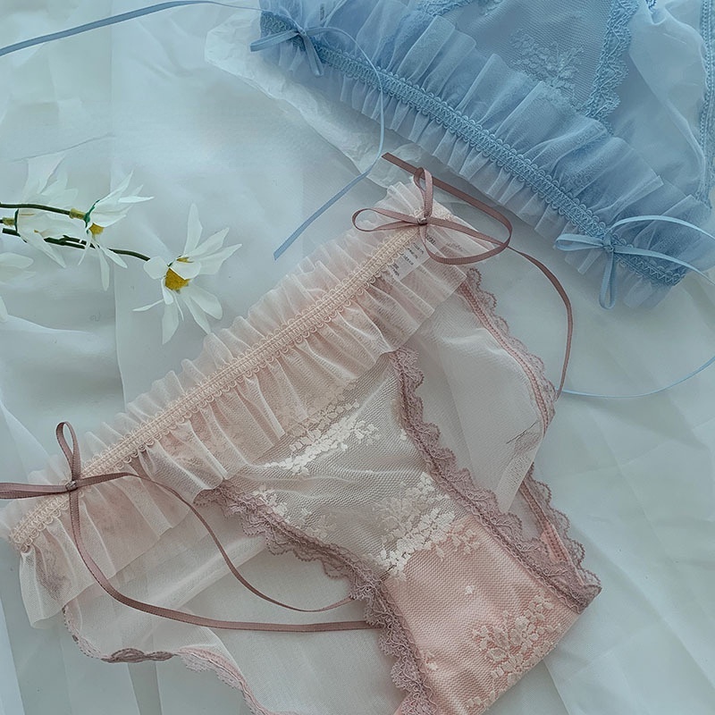 Quần Lót cotton Phối Ren Lưới Mỏng Thoáng Mát Quyến Rũ Cho Nữ