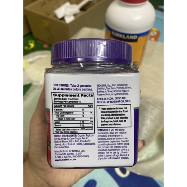 Kẹo gum hỗ trợ ngủ ngon Natrol Melatonin 10mg 90v