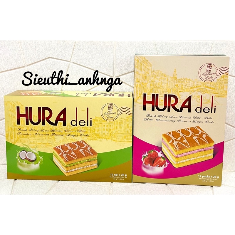 Bánh Bông Lan Hura Deli Hộp 336G (12 gói)