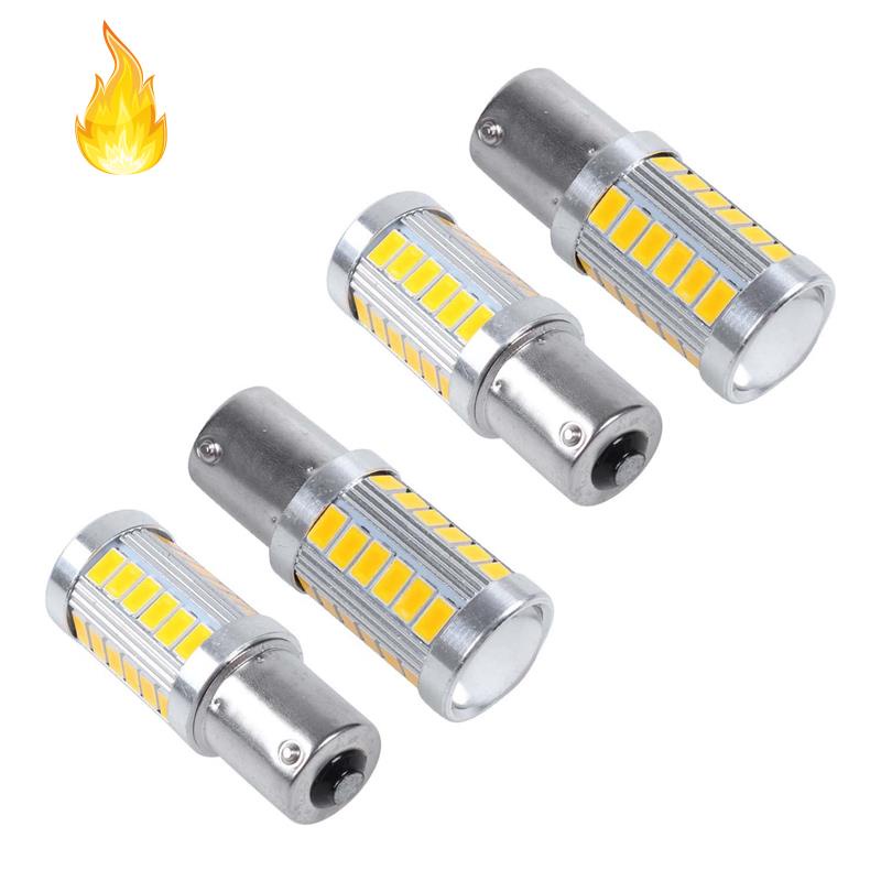 Set 4 bóng đèn 1156PY BAU15S PY21W LED 33SMD dành cho ô tô