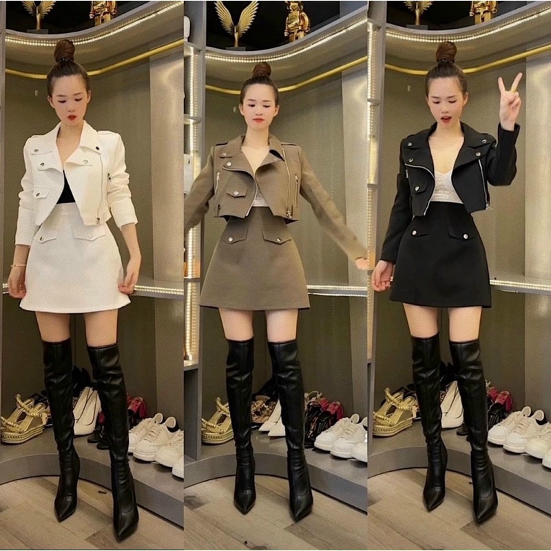 Boot đùi da gót nạm đá buộc dây hot hit