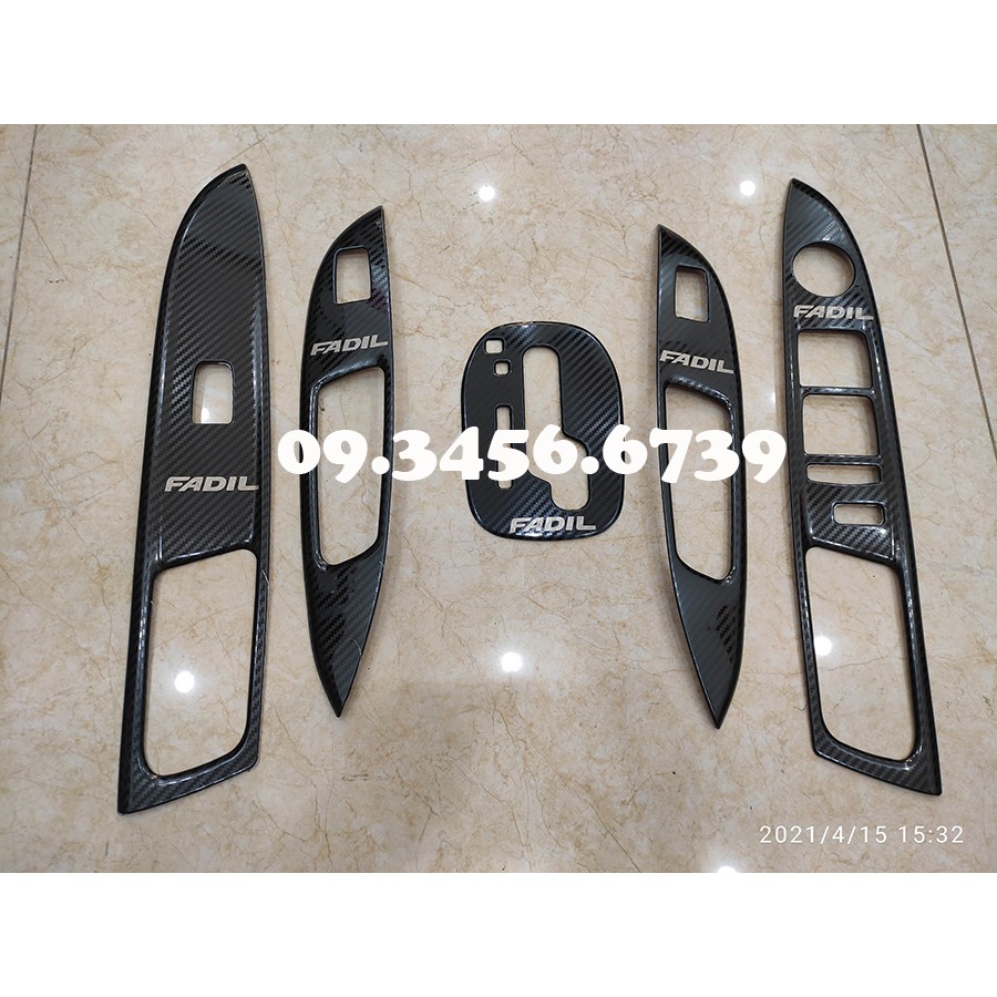 Ốp nội thất xe Vinfast Fadil 2018 2019 2020 2021 Mẫu Carbon - 5 chi tiết