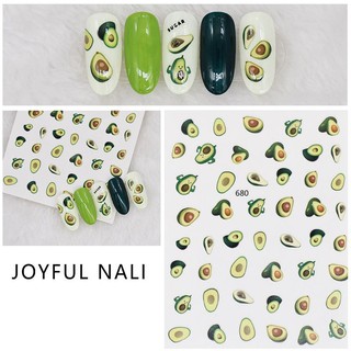 Sticker 3D bơ - hình dán móng tay
