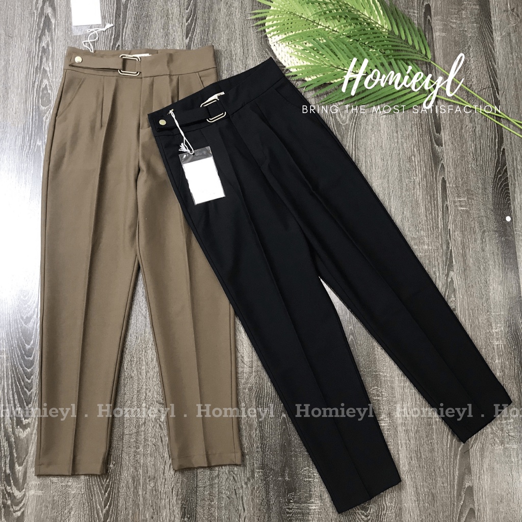 Quần baggy nữ lưng cao đai vuông cạp cao công sở Homieyl, quần tây lưng cao đi học đi làm