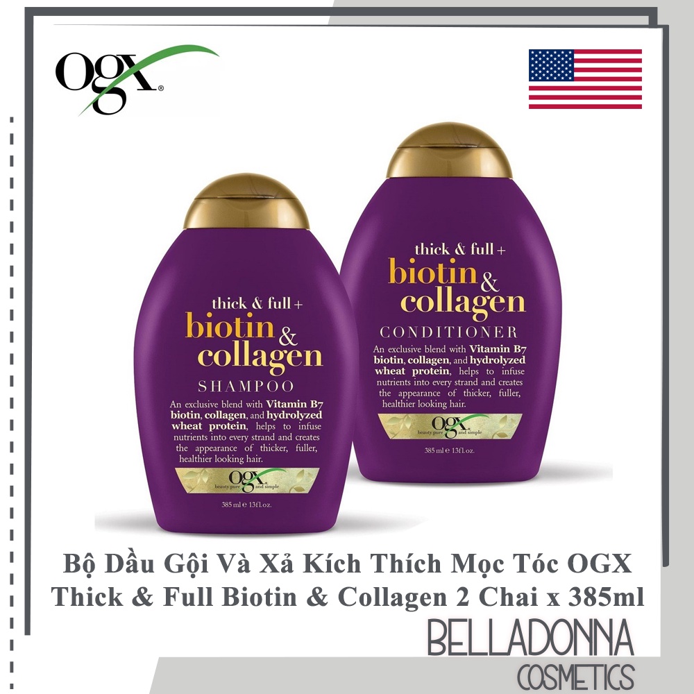 Dầu Xả Kích Thích Mọc Tóc OGX Thick &amp; Full Biotin &amp; Collagen Conditioner 385ml