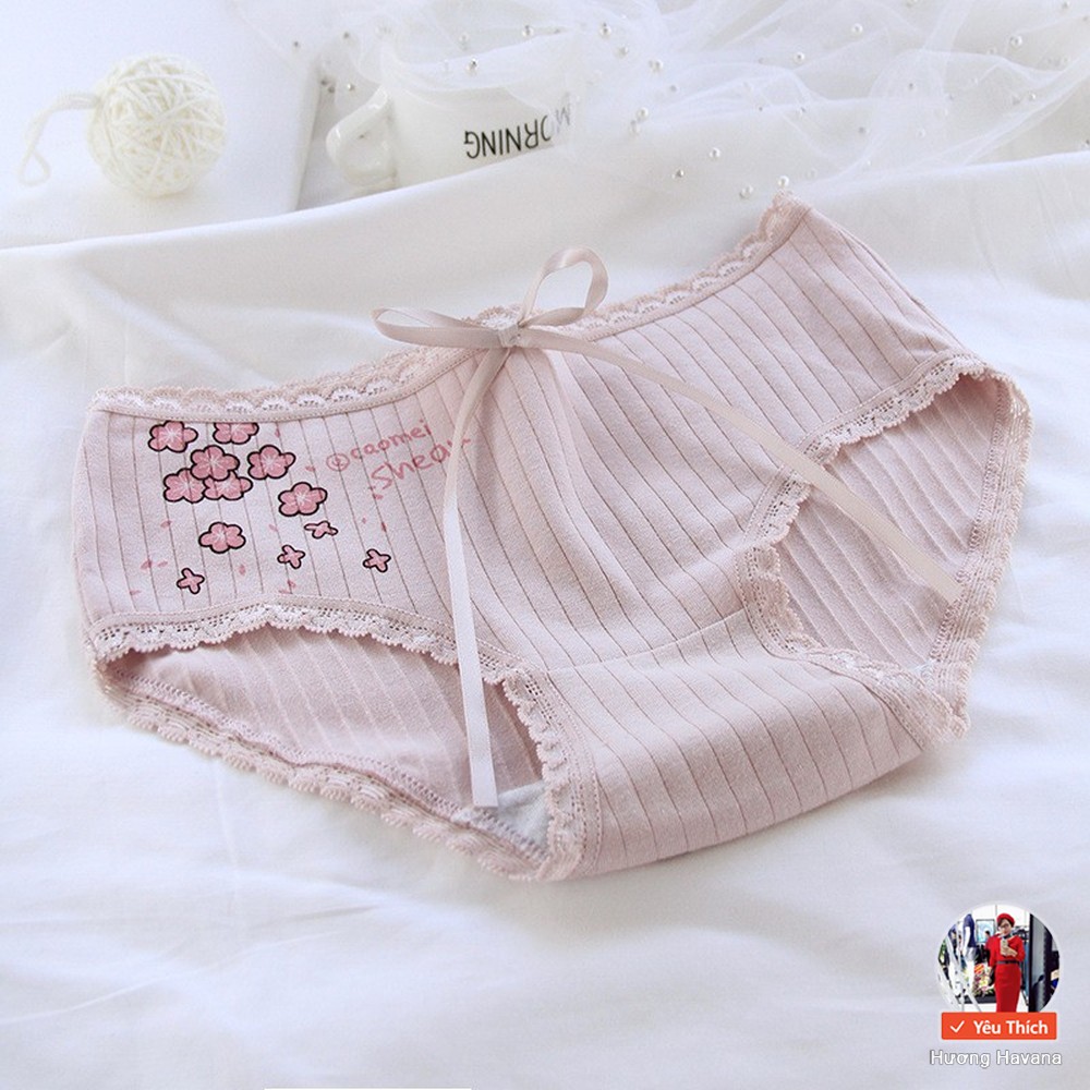 [Mã WASTDEP giảm 5K đơn bất kì] Quần lót cotton đính nơ viền ren hoa anh đào 35-65kg mã FLQ31 | BigBuy360 - bigbuy360.vn
