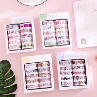 Set 10 Cuộn Nhãn Dán Washi In Họa Tiết Hoa Dùng Trang Trí
