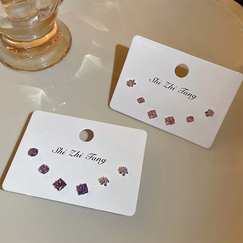 Bộ Sáu Khuyên Tai Đính Pha Lê Tinh Tế Phong Cách Thời Trang Mới