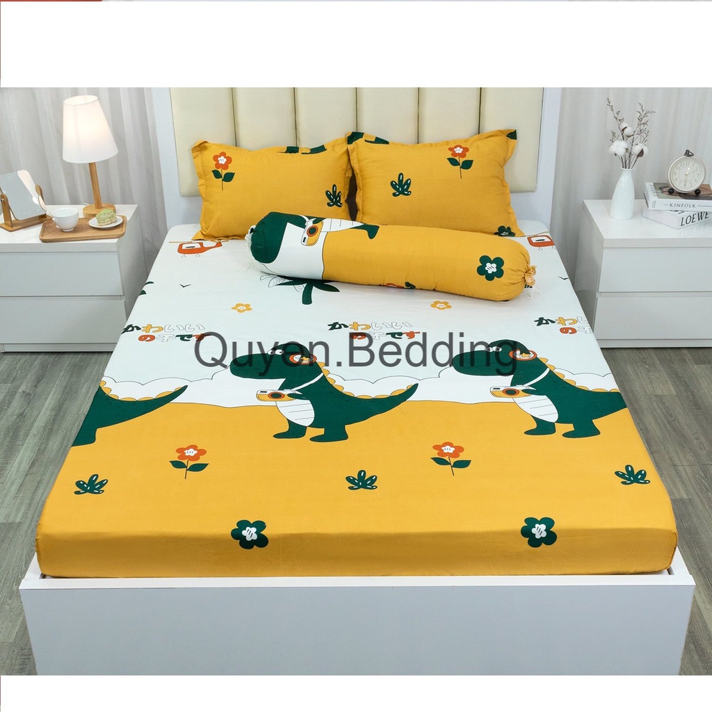 Drap giường , bộ ga giường 3 món bo chun hình thú khủng long siêu hot chất liệu cotton poly , ga giường gồm 1 ga + 2 vỏ | BigBuy360 - bigbuy360.vn