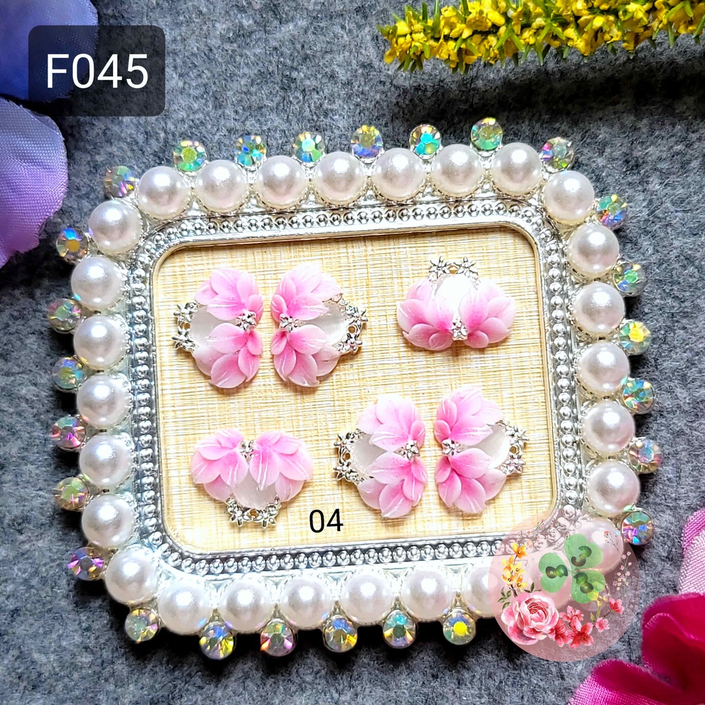 Mẫu: F045 . Hoa bột đính móng siêu xinh.