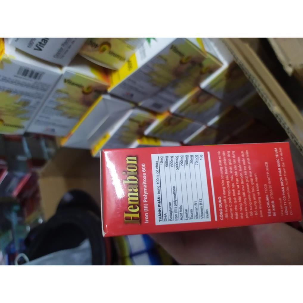 Hemabion bổ sung sắt, trẻ chậm lớn, hoa mắt chóng mặt do thiếu sắt, giúp cho quá trình tạo máu tốt hớn