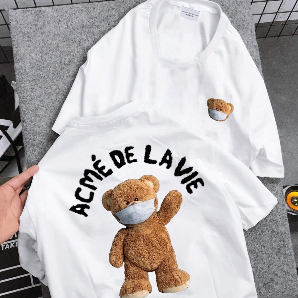 Áo Phông Nam Nữ  ADLV Gấu DElavie teddy đeo khẩu trang mau3 oversize unisex conton