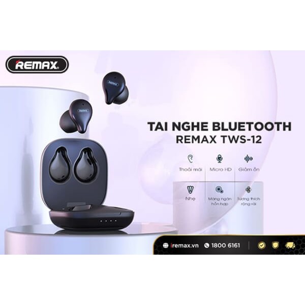 [FreeShip][Ship 2H]Tai Nghe True Wireless Remax TWS-12 kết nối Bluetooh 5.0