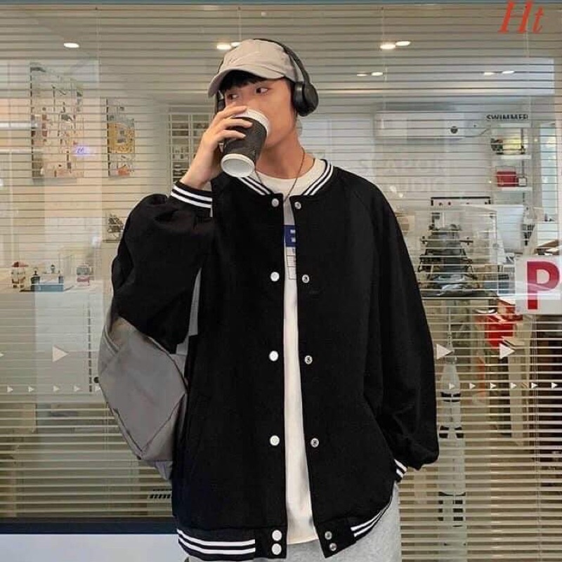 Áo khoác bomber nỉ cotton trơn đa màu HT13