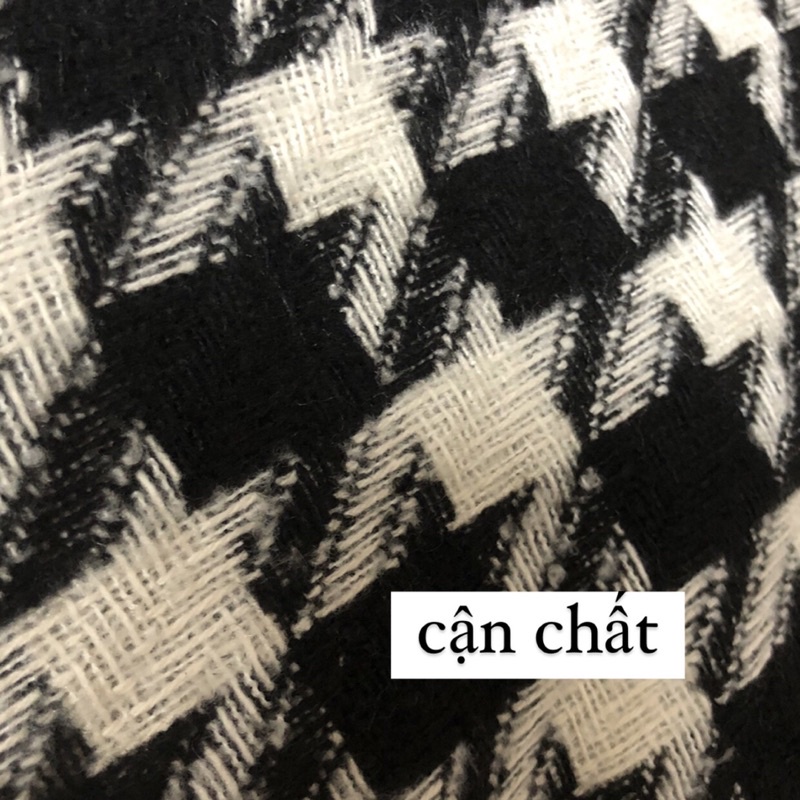 Áo khoác dạ sơmi hoạ tiết houndstooth răng cưa - Áo khoác dạ oversize chần bông (Ảnh thật ở cuối) | BigBuy360 - bigbuy360.vn