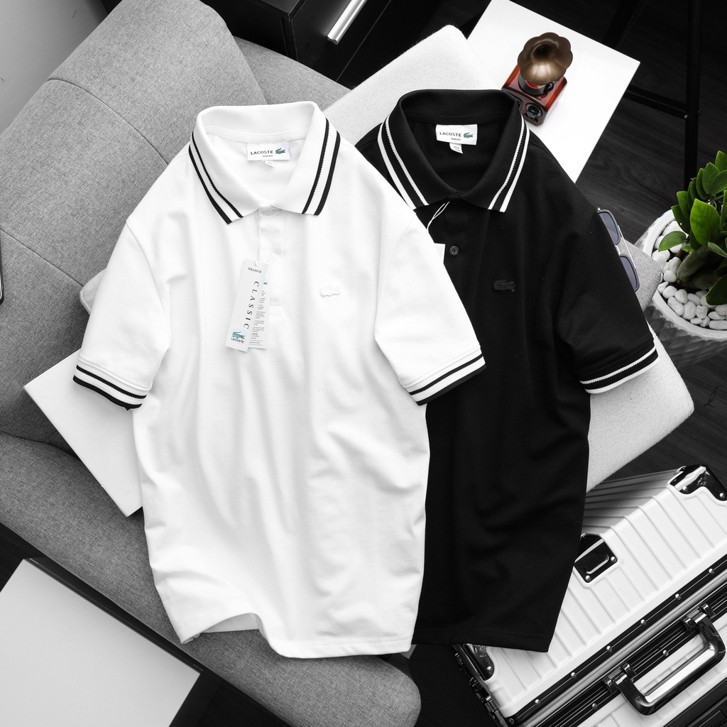 Áo Polo LASCOTE trơn basic 005 (Trắng ,Đen )