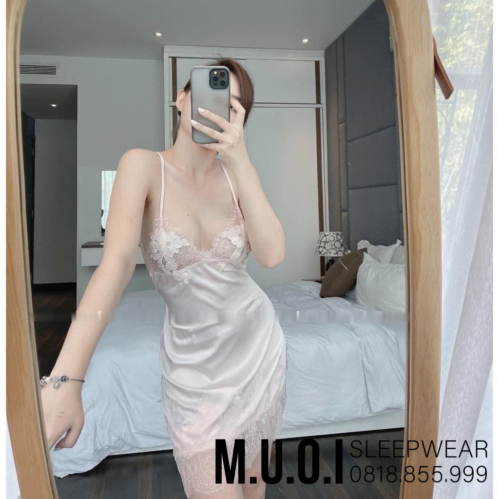 [FREESHIP] Váy ngủ sexy Quảng Châu - V005 Váy ngủ lụa sexy kết hoa nổi  QUẢNG CHÂU CAO CẤP  - Hàng có sẵn | BigBuy360 - bigbuy360.vn