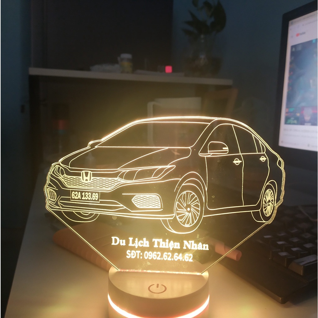 Đèn Led 3D 16 Màu các dòng xe, Đặt taplo cực đẹp, Khắc chữ theo yêu cầu