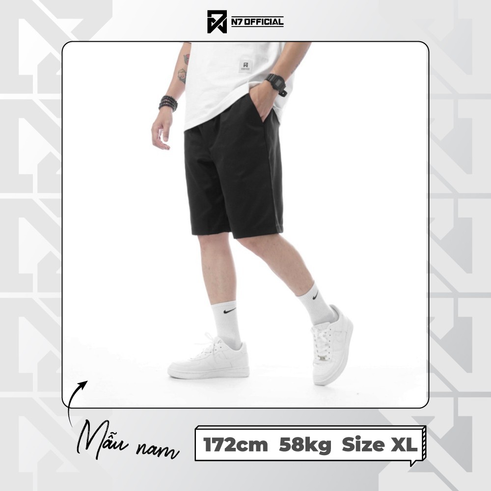 Quần Short Đùi Kaki unisex N7 thun Basic nam nữ ống rộng ulzzang Hàn Quốc LT