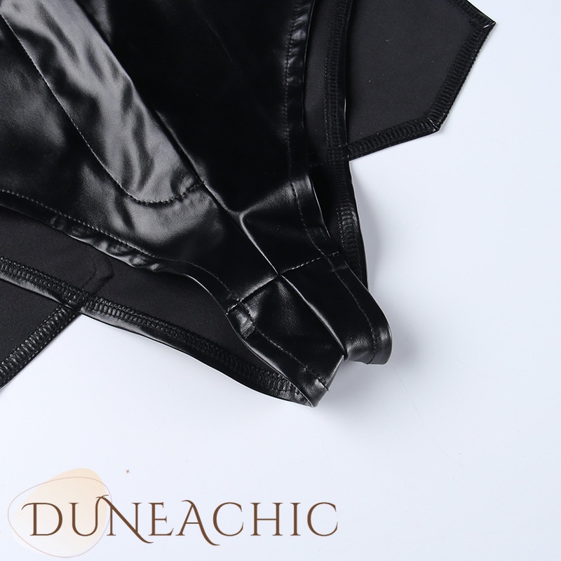 DUNEA Quần short da PU lưng cao kiểu dáng quyến rũ cho nữ