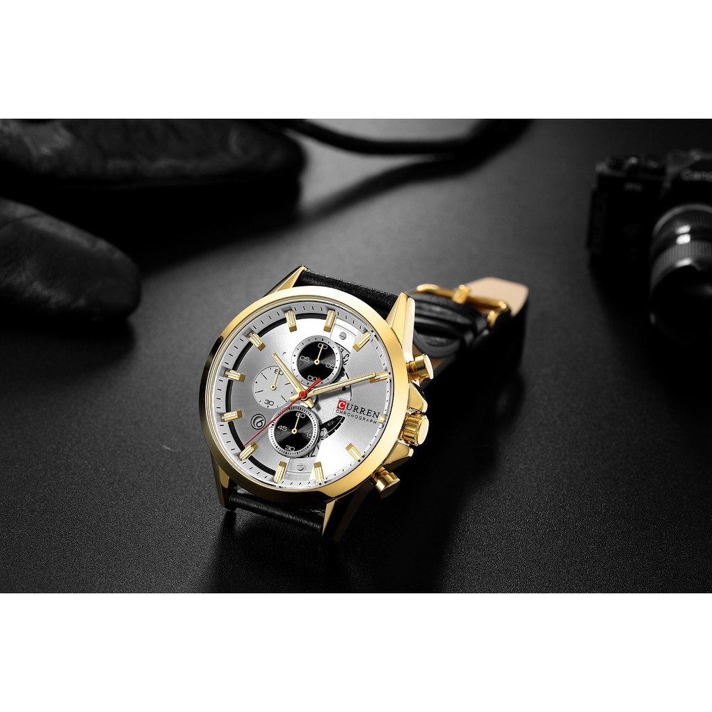 Đồng hồ Quartz Curren 8325l chống thấm nước dây đeo da thời trang tinh tế