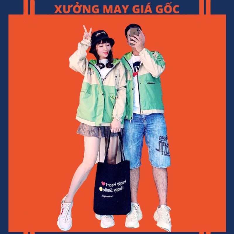 🎆𝐇𝐎𝐓𝐓𝐑𝐄𝐍𝐃🎆 005 Áo Khoác Kaki Xanh-Kem 2 Lớp Bomber Jacket Unisex Bán Sỉ