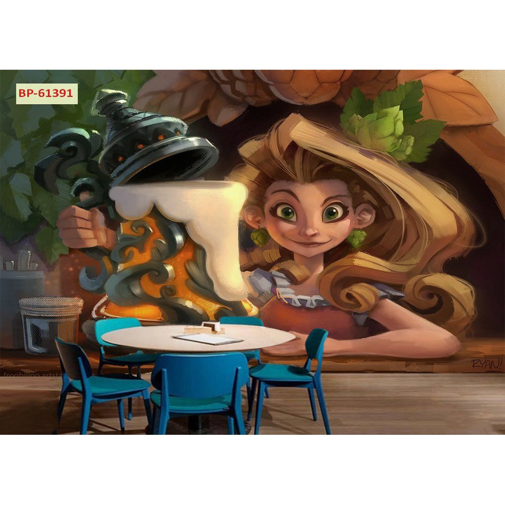 Tranh lụa 3d trang trí Nhà hàng Beer Kích Thước 1,5m x 2m BIARUOU-05