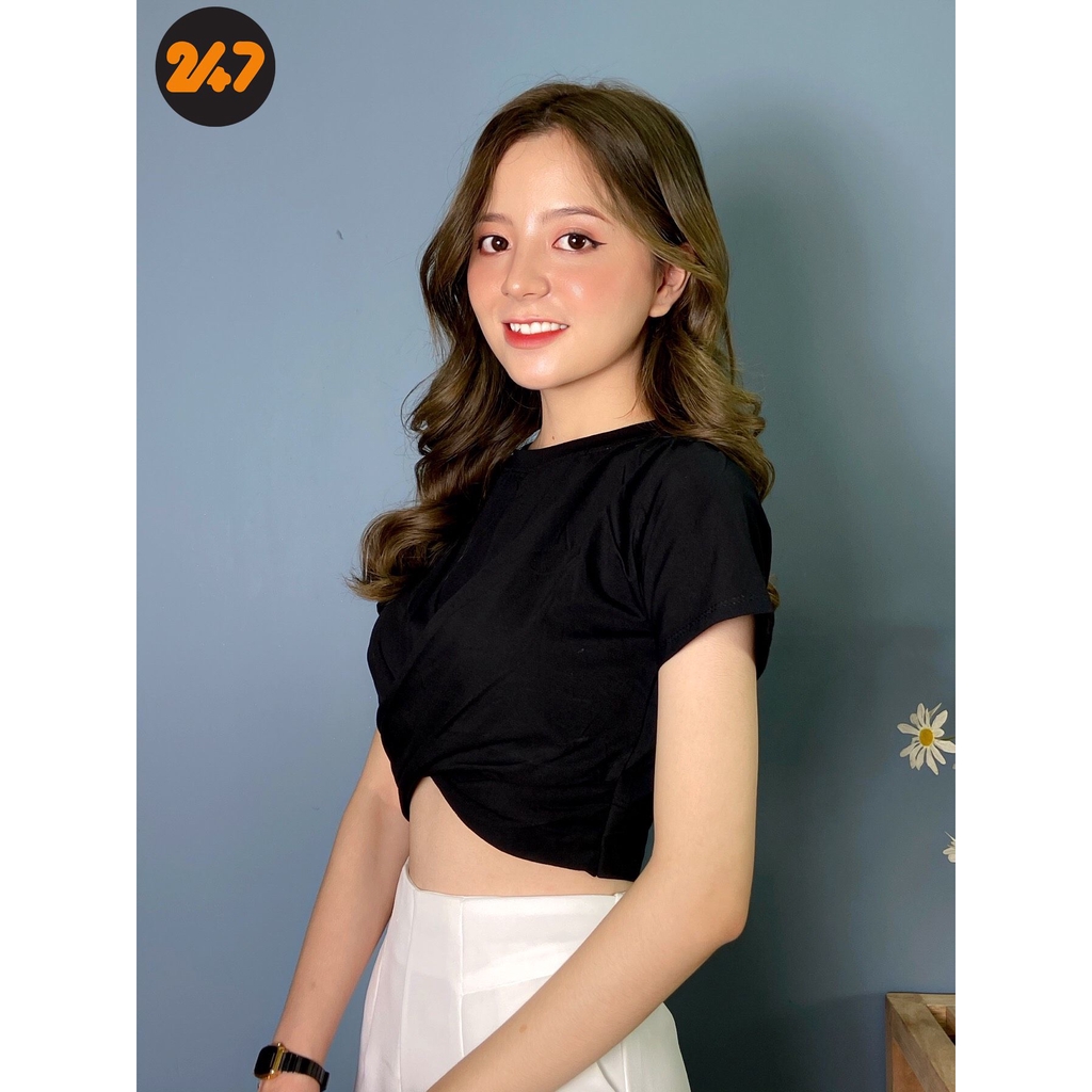 Áo thun croptop xoắn eo | BigBuy360 - bigbuy360.vn