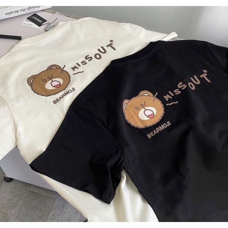 Áo Thun BEARMOJI MISSOUT Full Tag Vải Hãng 2 Màu Unisex Nam Nữ Kèm Video DIONS áo thun tay lỡ form rộng nam nữ missouts