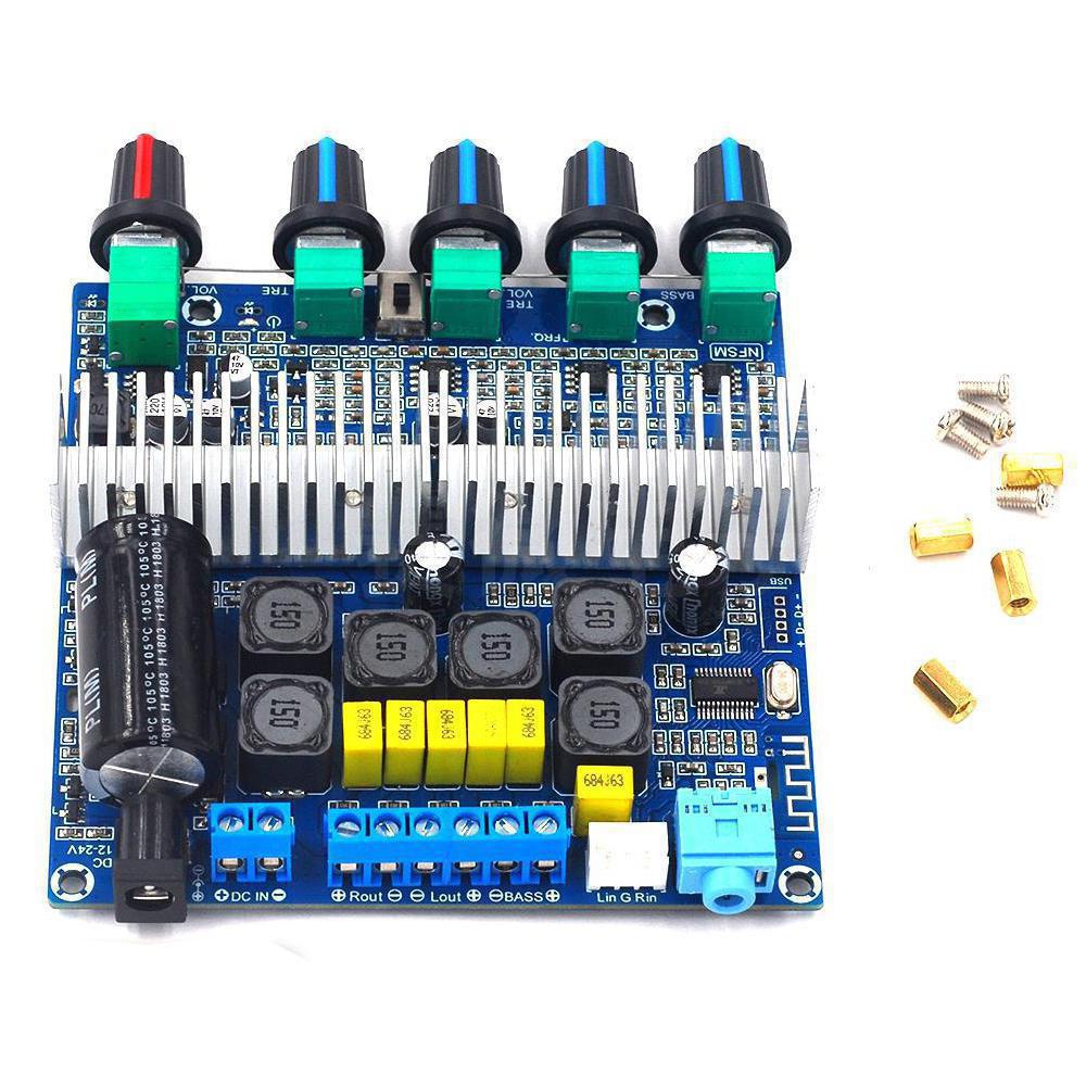 Bảng Mạch Khuếch Đại Âm Thanh Siêu Trầm 2*50W+100W TPA3116 Kênh 2.1 Kết Nối Bluetooth 5.0 DC12V-24V
