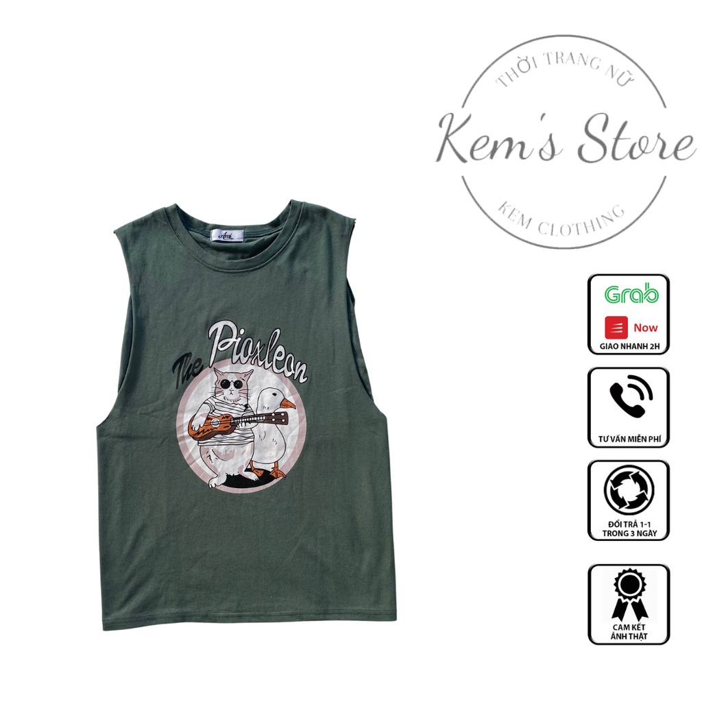 Áo ba lỗ unisex nam nữ, Áo tank top nữ siêu cute hình ngộ nghĩnh | BigBuy360 - bigbuy360.vn