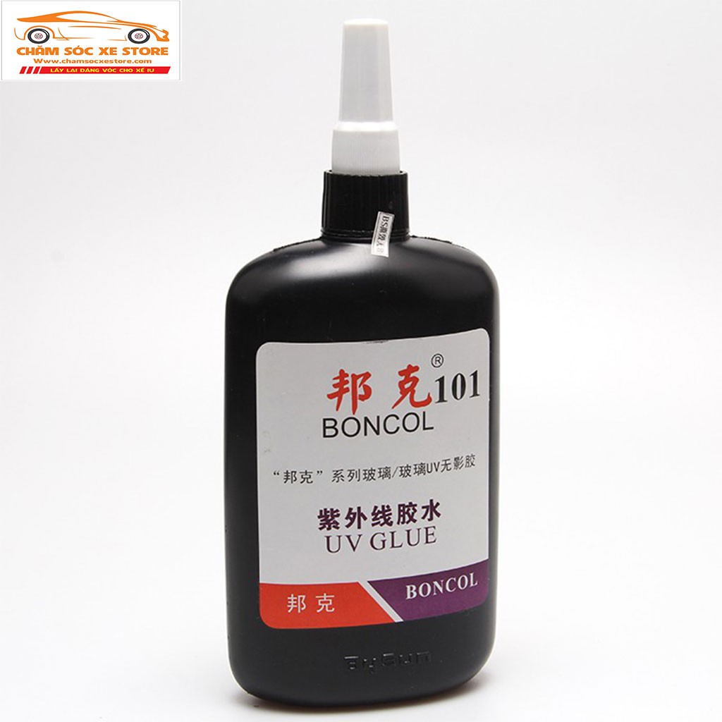 Keo UV Boncol 101 chuyên dùng dán kính, pha lê, mica, thép trong suốt 250ml