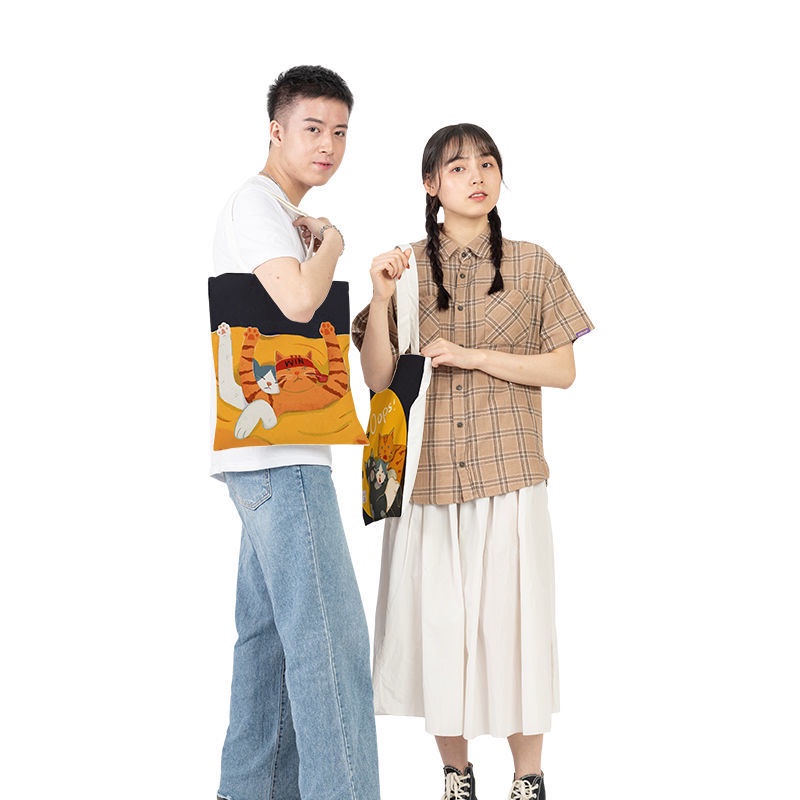 Túi tote canvas họa tiết mèo xinh xắn