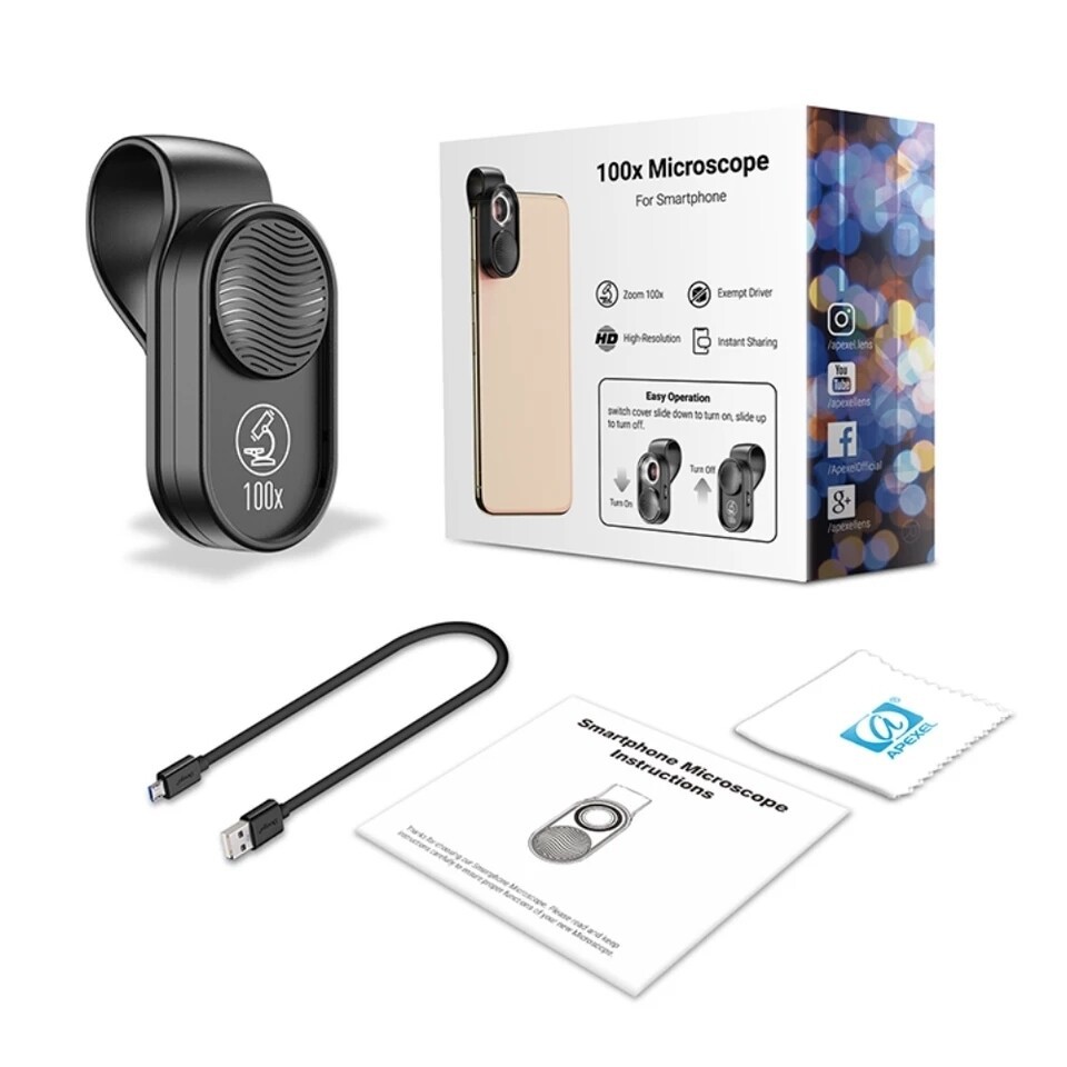 Lens,ống kính siêu macro Apexel microscope 100X dành cho điện thoại
