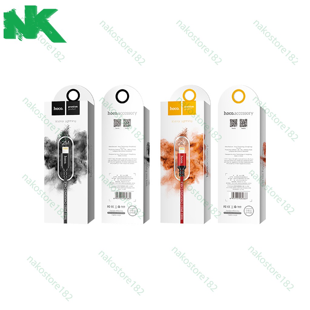 Cáp Sạc Hoco X14 Dành Cho iPhone iPad Cao Cấp Chống Đứt Chống Gẫy - Sản Phẩm Chính Hãng BH12Tháng