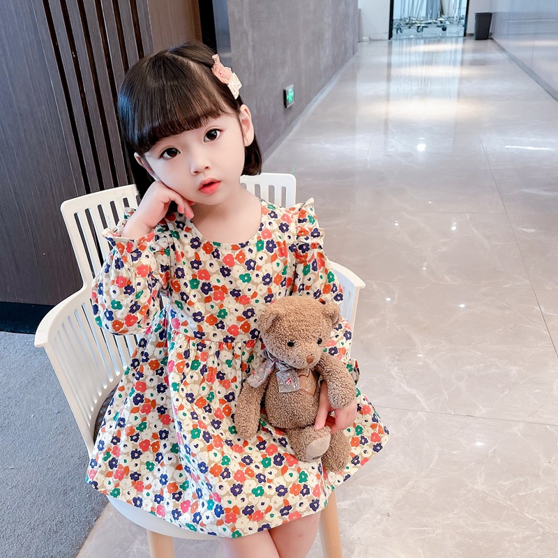 Váy mùa thu cho bé gái LOBY in họa tiết hoa nhí xinh xắn V0401103 (8 tháng - 7 tuổi)