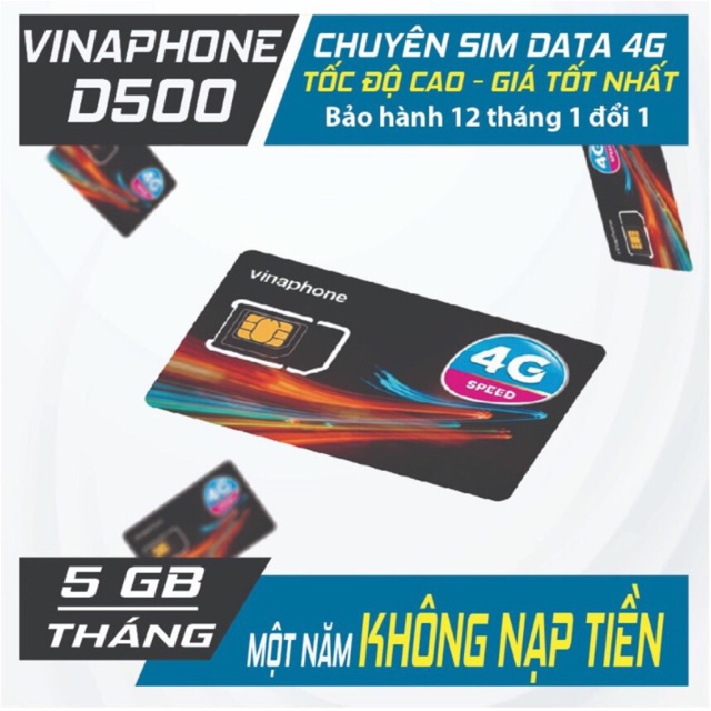 Sim 4G Vinaphone D500 một năm data không mất tiền