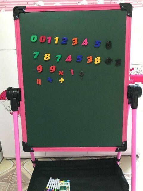 Bảng viết, bảng từ 2 mặt kiêm giá vẽ xoay 360 độ khung sắt chắc chắn kích thước mặt bảng 55 x47 cm