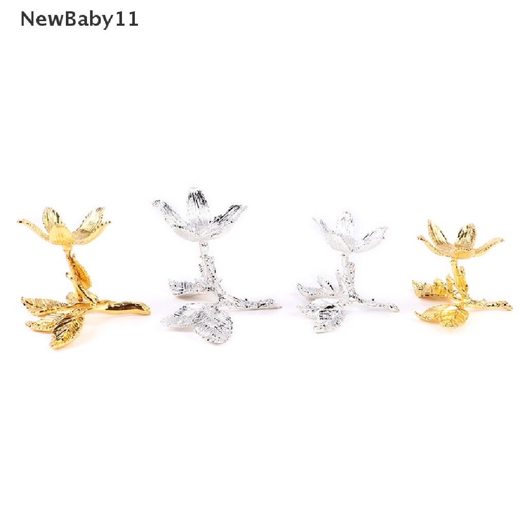 Newbaby Giá Đỡ Kim Loại Hình Quả Cầu Pha Lê Màu Vàng Kim Sliver Hình Lá Cây Hỗ Trợ Đá