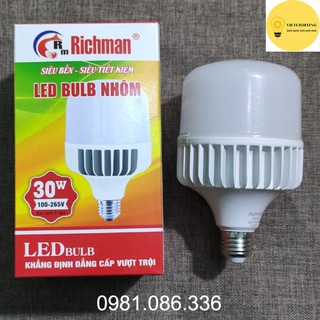 Bóng đèn led bulb trụ nhôm đúc 30w