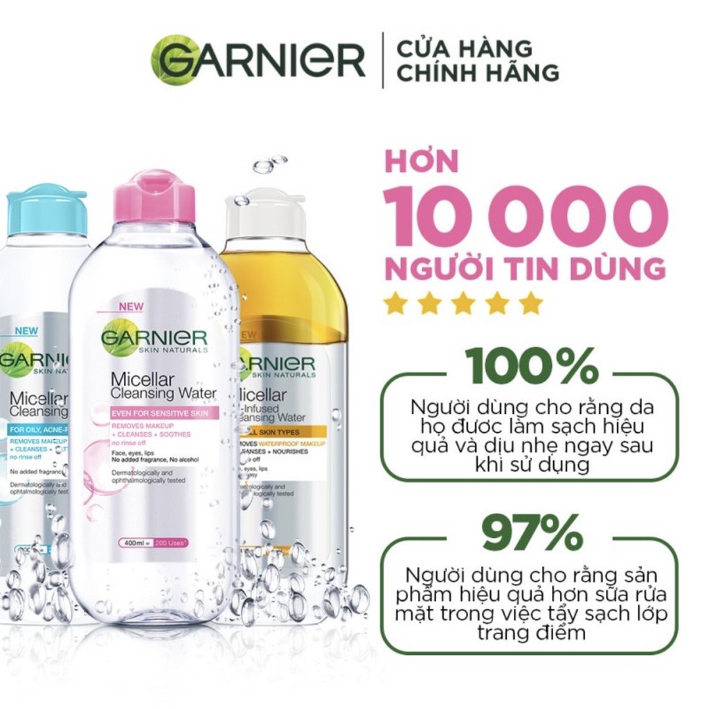 Nước làm sạch và tẩy trang cho mọi loại da Garnier Micellar Water 400ml | BigBuy360 - bigbuy360.vn
