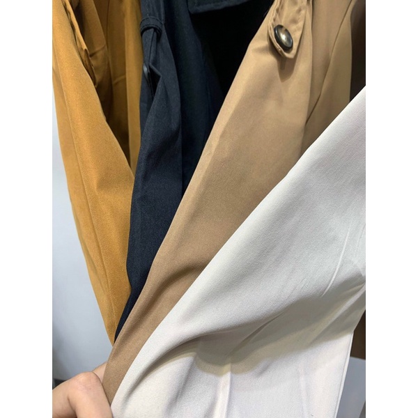 Áo Mangto/Khoác mangto kaki cổ bẻ 2 mẫu tay bo và tay suông, đai thắt eo hot hit | BigBuy360 - bigbuy360.vn