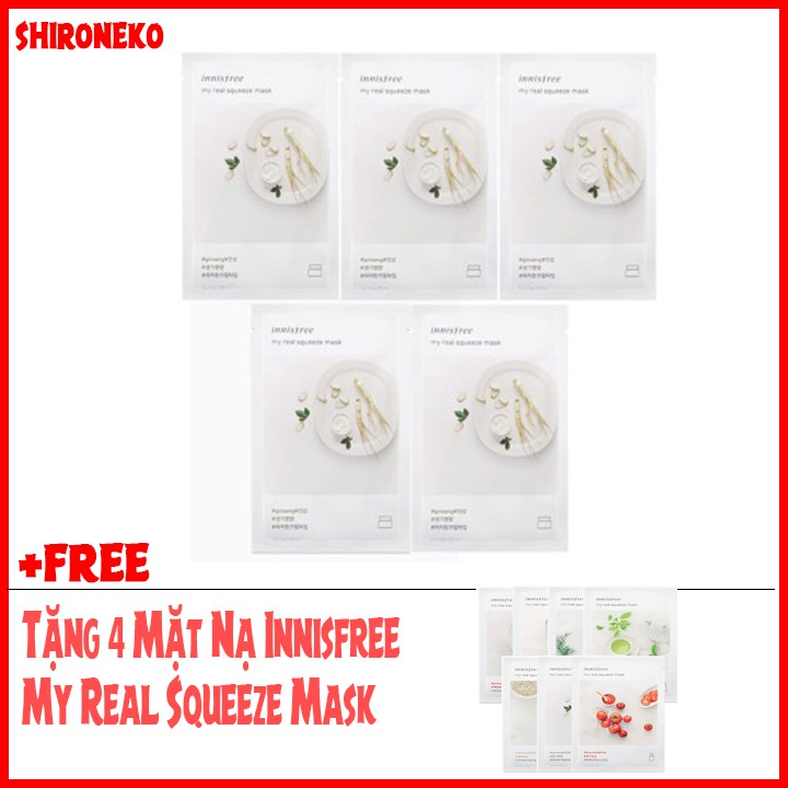 [TẶNG 4 MASK] Combo 6 Mặt Nạ Innisfree Nhân Sâm Chống Lão Hoá, Chống Nhăn Da